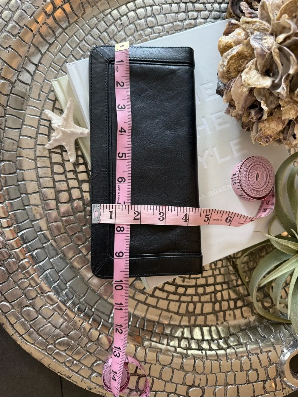 TORY BURCH SUKI REVA BLACK LEATHER FOLD OVER CLUTH